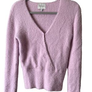 Pink Rose V-Neck Cropped Sweater